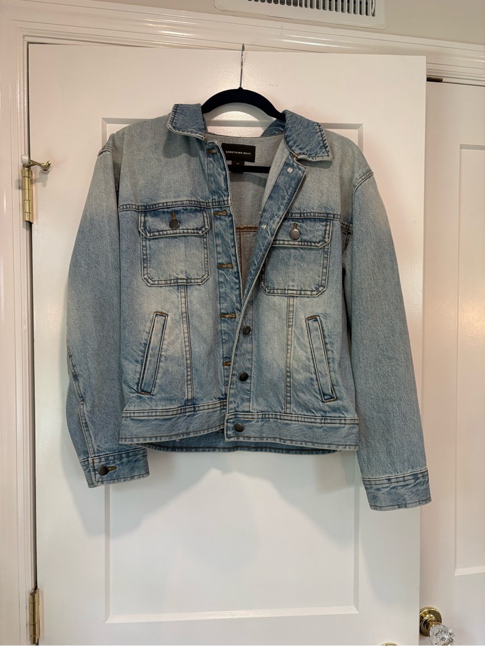 Something Navy Light Wash Denim Jacket for Women